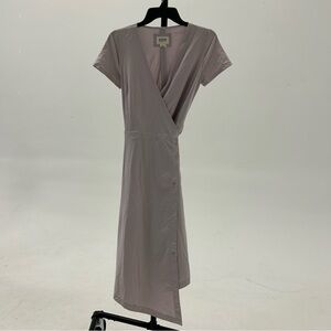 Lavender Wrap V-Neck Midi Dress